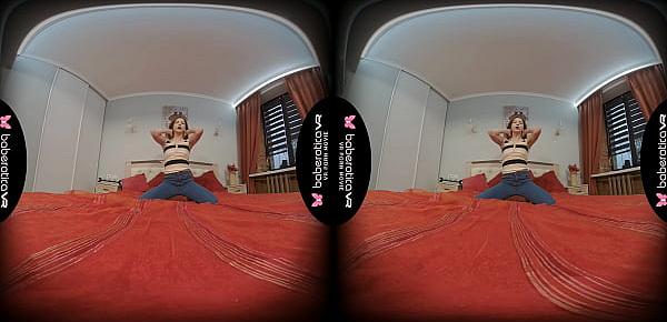  Solo model, Atisha is masturbating in her bed, in VR